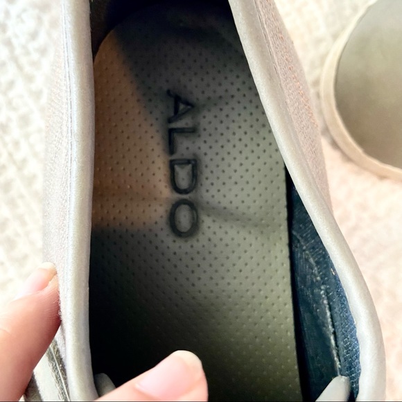 SZ 10 GREY ALDO LACE UP SHOES W DENIM LINING - Picture 3 of 8